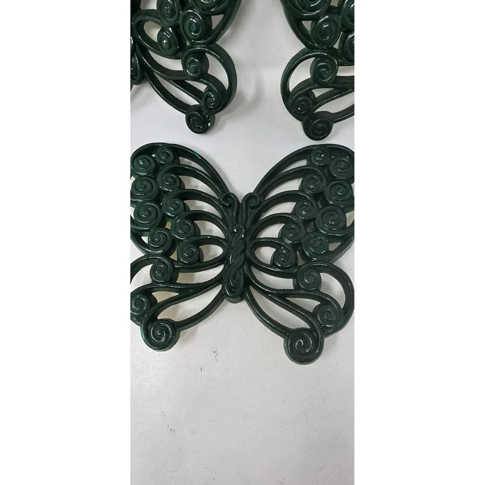 Vtg green burwood‎ butterflies wall decor retro MCM hanging fairycore set Of 3